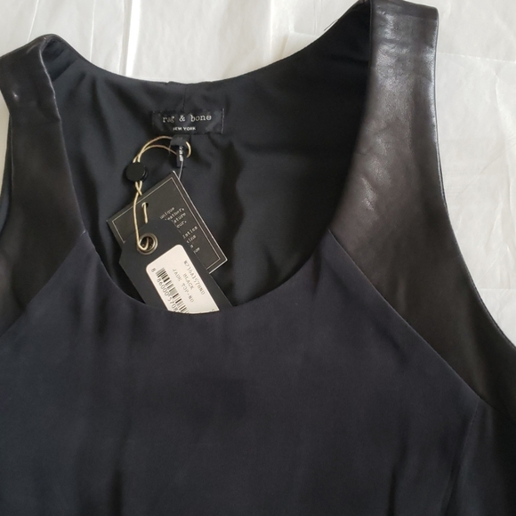 Rag & Bone Leather SILK Tank Top Tunic Black NEW - Picture 7 of 16